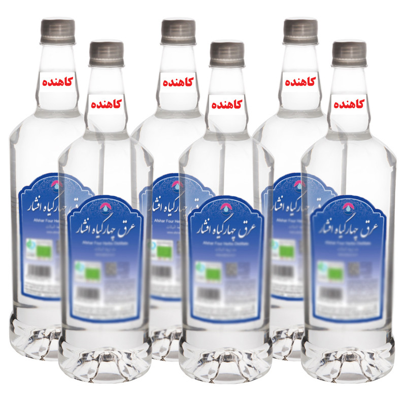 عرق چهار گیاه کاهنده 1 لیتری افشار - بسته 6 عددی