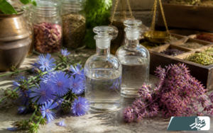 عرق کاسنی و شاهتره در کنار گل‌های گیاهی