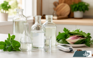 عرقیات گیاهی ساده در کنار دستگاه سنجش قند خون